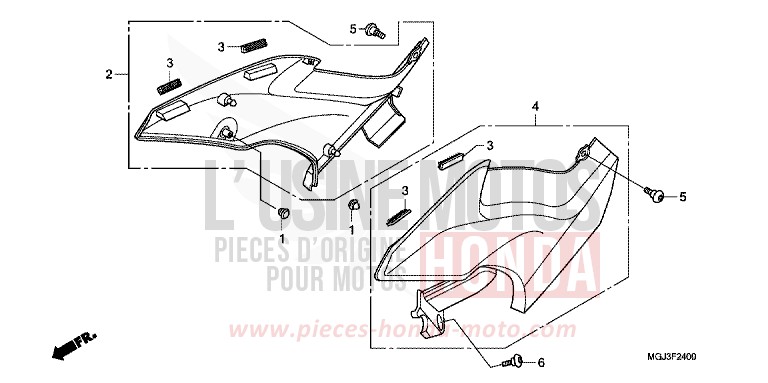 COUVERCLE LATERAL de CBF1000F ABS QUASAR SILVER METALLIC (NHA48) de 2011